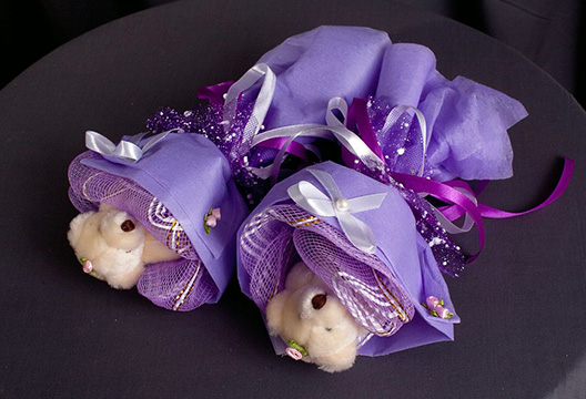 Букетики с плюшевым мишкой